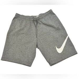 Nike Sz Large 100% Cotton Gray Shorts Bottoms Pockets Logo Drawstring Men